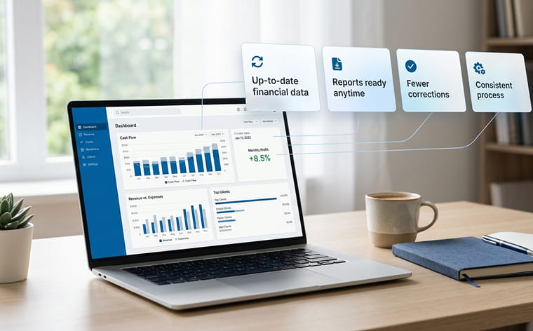 financial dashboard showing up to date accounting data and reporting insights