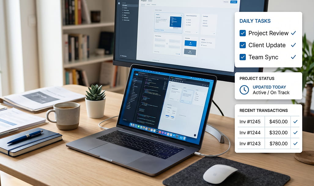 Transmac bookkeeping dashboard displaying a systematic approach to matching receipts, categorizing expenses, and financial data alignment.